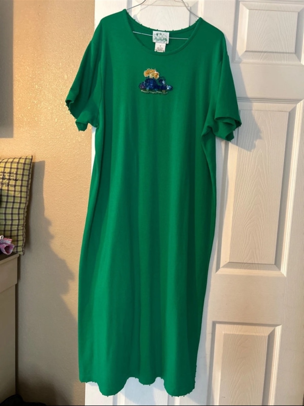 Green whale The Quacker Factory dress size XL 100% cotton